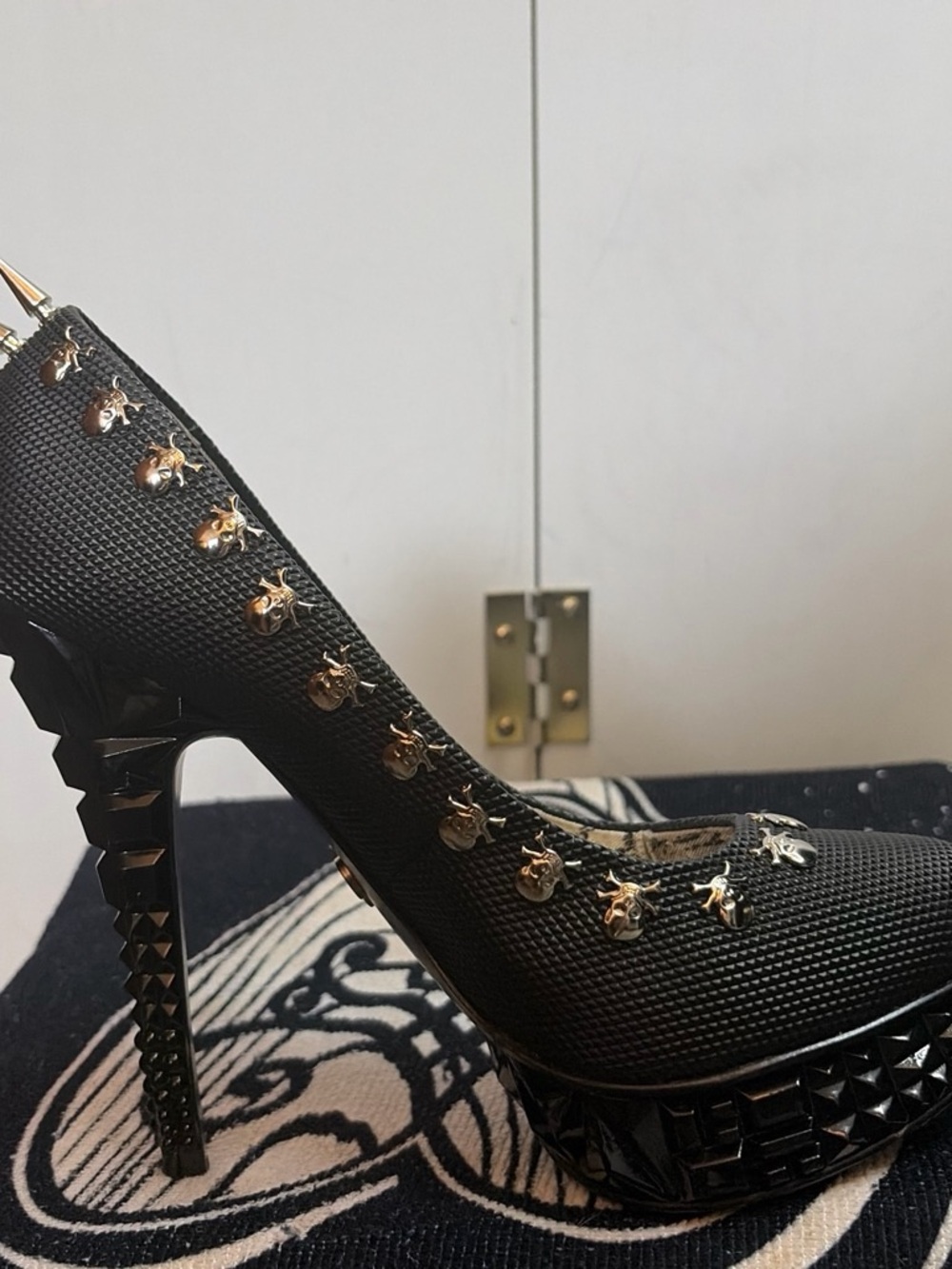 Rachel Zoe Black Platform Pumps with Silver Spike and Stud Accents - Picture 5 of 5